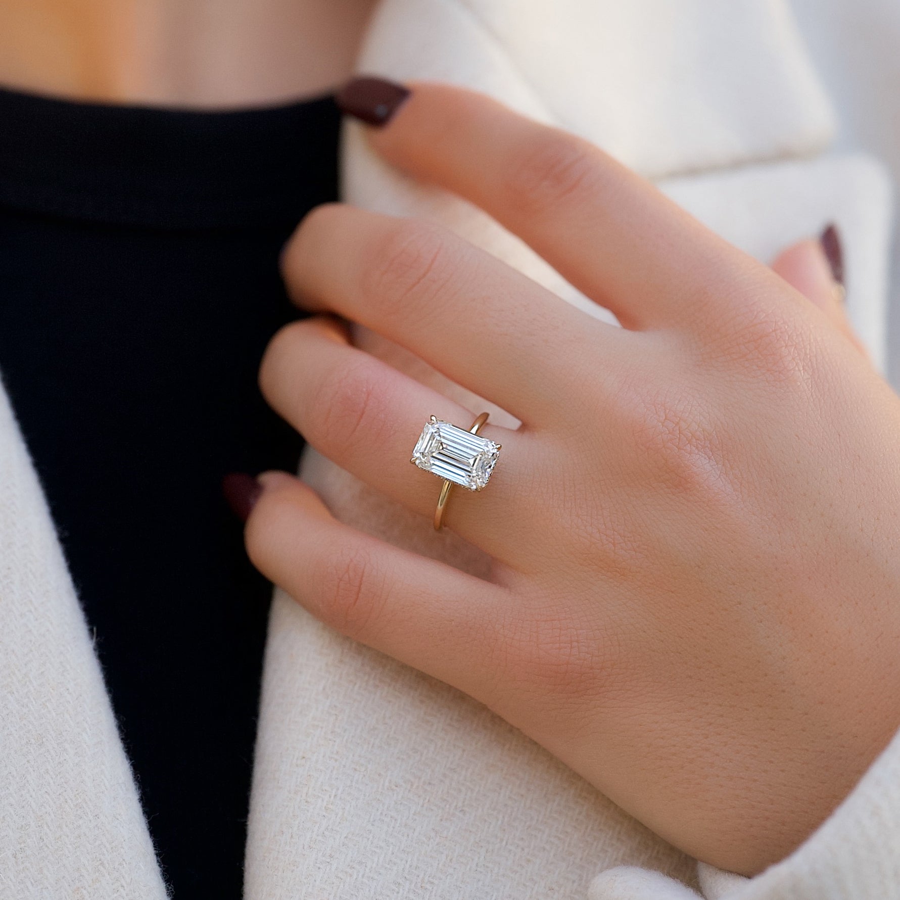 Lab Diamond Emerald Cut Engagement Rings